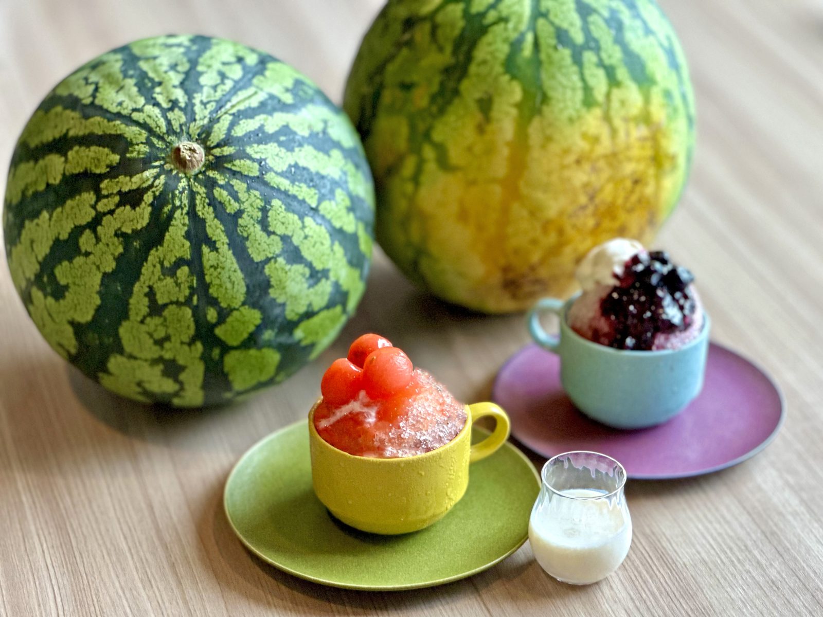 Non-standard watermelon from Oyama-cho & ice shaved ice from natural water of Okudaisen