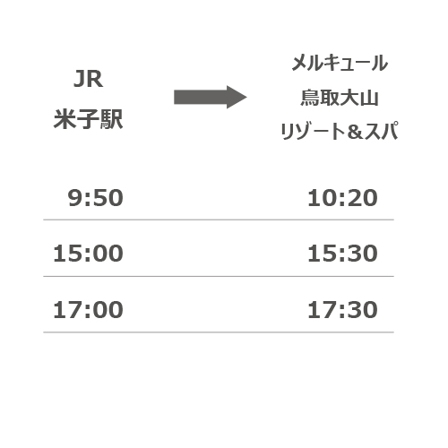 無料送迎バス時刻表：JR米子駅 ⇒ ホテル